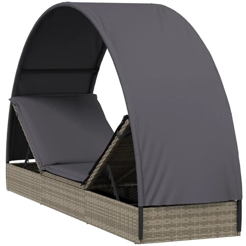 LEŽAJ za sunčanje s krovom 211 x 57 x 140 cm poliratan Slike