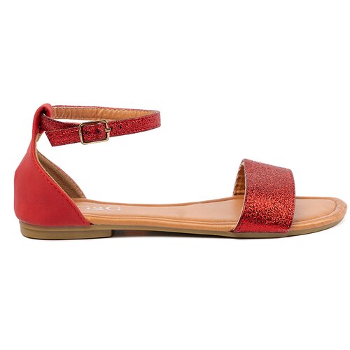 Shelvt Red flat sandals with a closed heel Slike