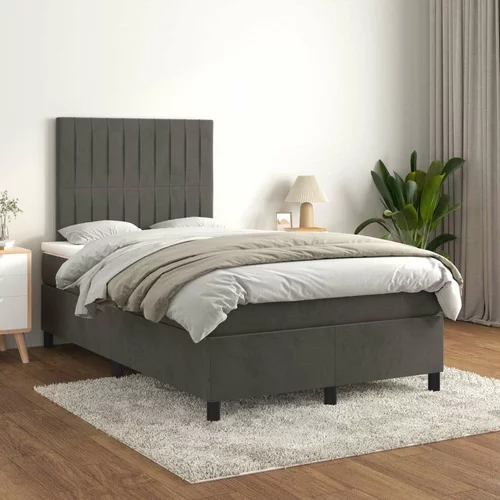 Box spring postelja z vzmetnico temno siva 120x200 cm žamet, (20726855)