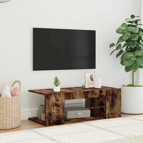 TV ormarić s LED svjetlima boja dimljenog hrasta 90x39x30 cm Cijene