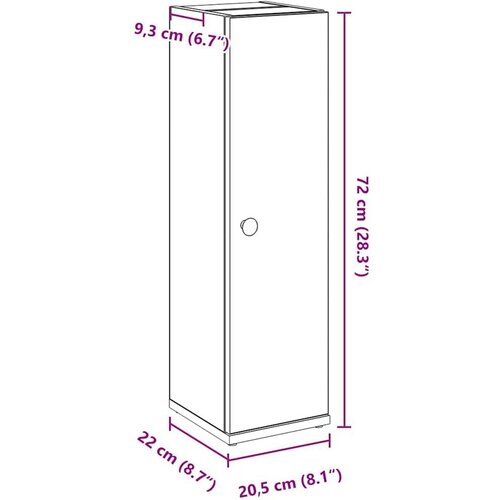 VidaXL Kupaonski ormarić s držačem za role boja hrasta 20,5x22x72 cm Slike
