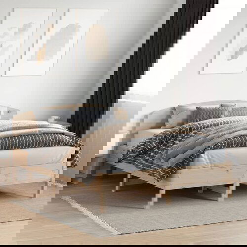  The Living Store Posteljni okvir brez vzmetnice 150x200 cm trdna borovina - Posteljni Okvir, (21497789) Slike