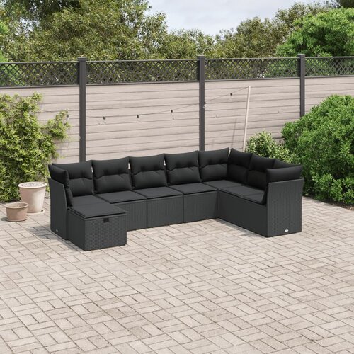 vidaXL 8-dijelni set vrtnih sofa od poliratana s jastucima crni Cijene