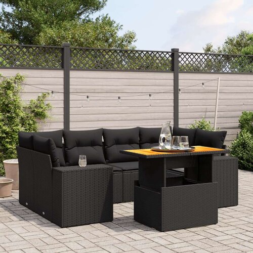 vidaXL 7-dijelni set vrtnih sofa od poliratana s jastucima crni Cijene