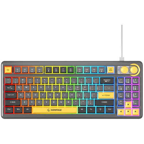 Rampage Tastatura gaming Cyclone Gray/Black/Yellow USB RGB illuminated Us Layout English Compact Membrane, 41693 Cijene