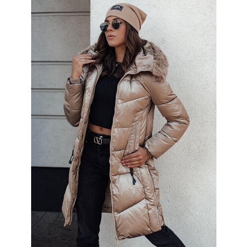 DStreet Kurtka damska ULTRAWAY pikowana z kapturem kamelowa Slike