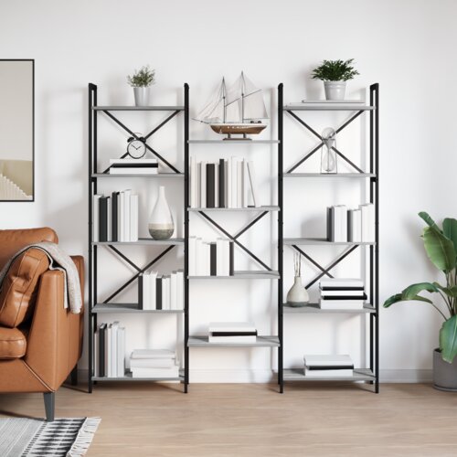 vidaXL Knjižna polica Siva sonoma 156 x 25 x 167.5 cm Konstruiran les Cene