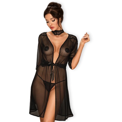Obsessive lucita peignoir black l/xl Cene