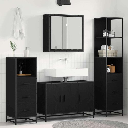 vidaXL Komplet pohi&scaron;tva za kopalnico 3 pcs Črni hrast 90 x 33 x 60 cm Cene