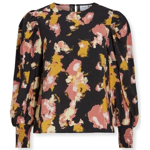 Vila Topi & Bluze Top Dortea L/S - Black/Old Rose Večbarvna Cene