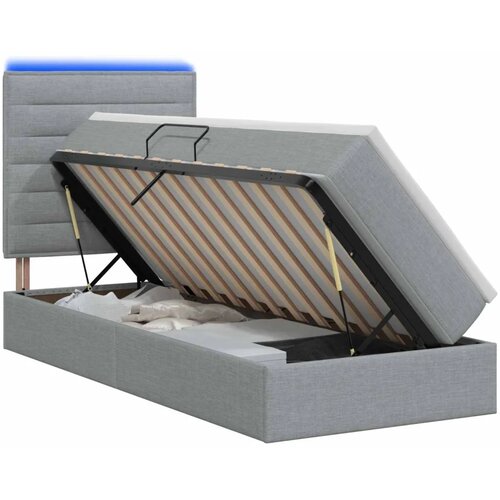  LED krevet za pohranu s madracem Svjetlosiva 90 x 200 cm - Svjetlosiva 90 x 200 cm Dizajn linija Slike