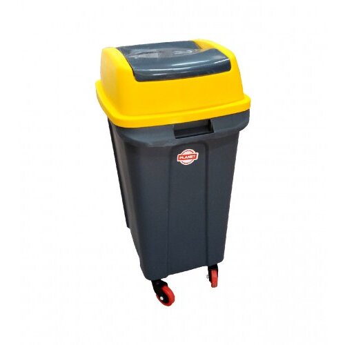 Planet Kanta za smeće sa točkićima 50l Hippo UP237W antracit žuta Slike