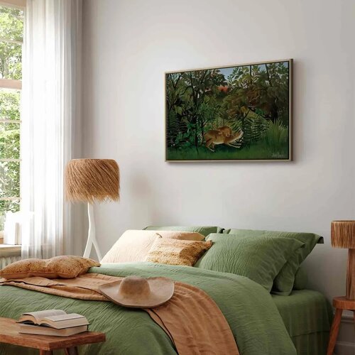  Slika - Henri Rousseau &amp;ndash; Le Lion ayant faim se jette sur l\&amp;#039;Antilope 90x60 U prirodnom drvenom okviru Slike