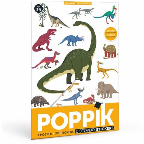 Poppik Edukativni poster s nalepnicama Mini otkrića Dinosaurusi Slike