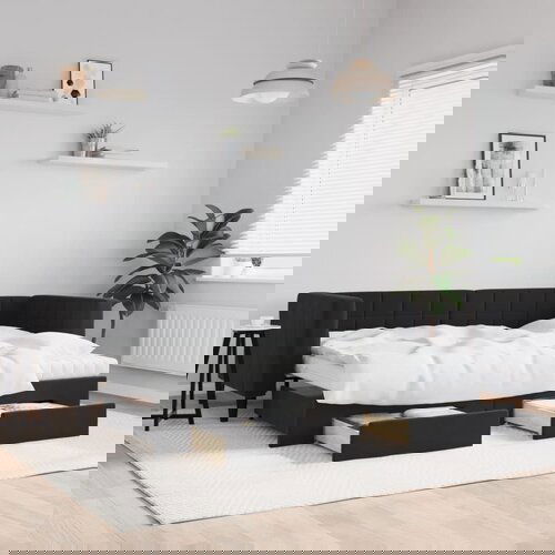 vidaXL Dnevni krevet na razvlačenje s ladicama crni 80 x 200 cm baršun Cijene