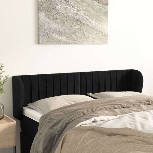  Vzglavje z u&amp;scaron;esi črno 147x23x78/88 cm žamet, (20933403) Slike