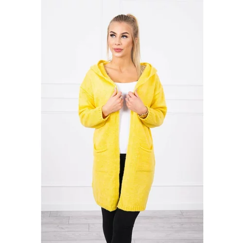 Kesi Plain sweater with a hood and pockets mustard