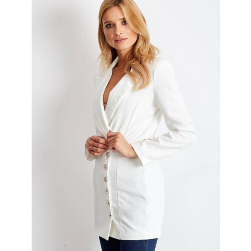New collection Long jacket decorated with gold ecru buttons Slike