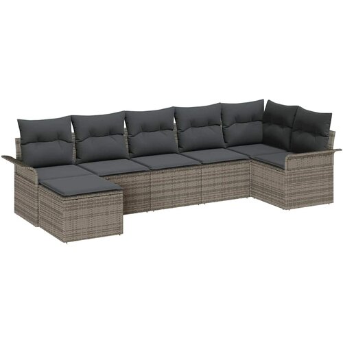  Sjedeća garnitura za vrt 7 kom. Siva poliratan 297,5 x 132,5 x 69 cm Slike