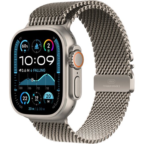Apple watch ultra 2 gps + cellular 49mm natural titanium case/natural titanium milanese loop - m (mx5r3se/a) Cene