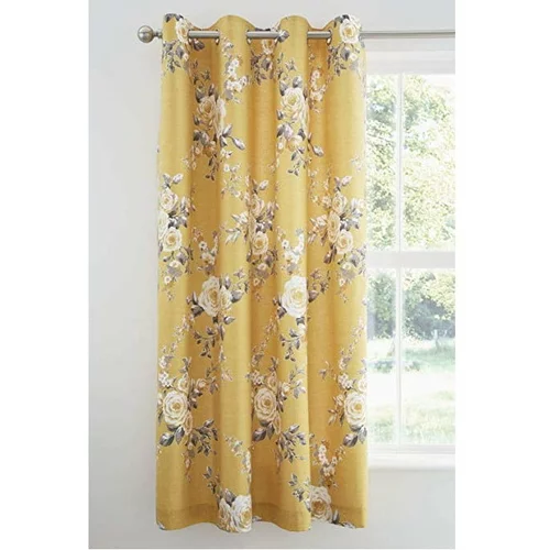 Catherine Lansfield Komplet 2 rumenih zaves s cvetličnim vzorcem, 168 x 183 cm