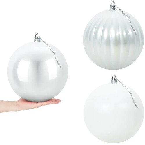  Set božićnih kuglica XXL 3 kom. Bijela &amp;Oslash; 25 cm Plastika - Bijela &amp;Oslash; 25 cm (3 kom) Slike
