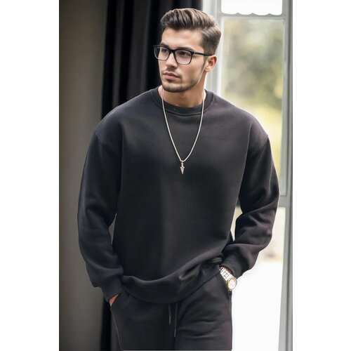 Dewberry 70650 Oversize Men Sweatshirt-BLACK Slike