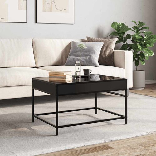  Stolić za kavu s beskonačnim LED svjetlima crni 70 x 50 x 41 cm Slike