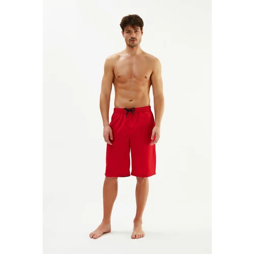 Dagi Red Long Straight Shorts