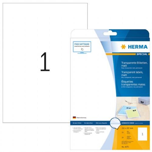 Herma etikete Superprint Special, 210x297 mm, 25/1, prozorne Cene