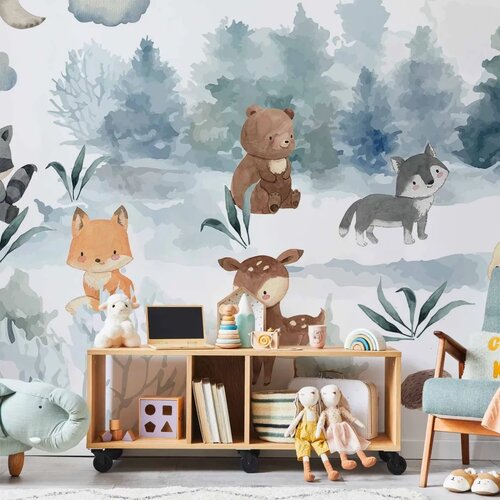  Foto tapeta - Forest Games - Animals in a Forest Painted in Watercolours 250x175 Vodootporna Cene