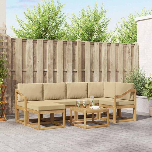  Set vanjskih sofa 7 kom. Bijela i bež Čvrsto drvo akacije Cijene