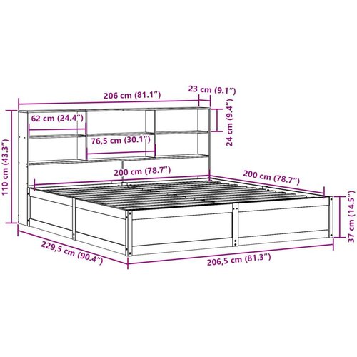 vidaXL Posteljni okvir brez vzmetnice 200x200 cm trdna borovina Cene