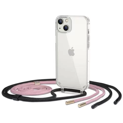 Onasi Clear Case 1,8 mm silikonski ovitek za iPhone 14 6.1 - z vijola in črno vrvico