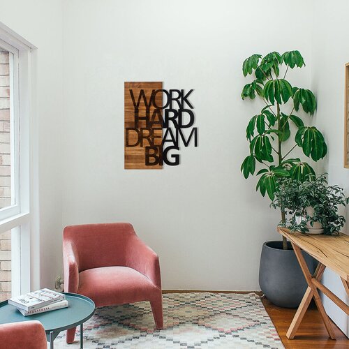 Atelier Del Sofa zidna dekoracija Work Hard Dream Bıg, 48x58 cm, Smeđe boje Slike
