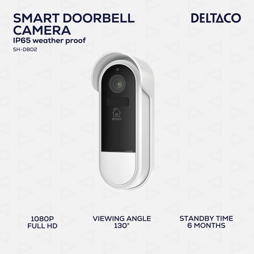 Deltaco SMART HOME WiFi Zvon za vrata s kamero, 2MP, PIR, IP65 certifikat, IR 5m, microSD BELO Cene