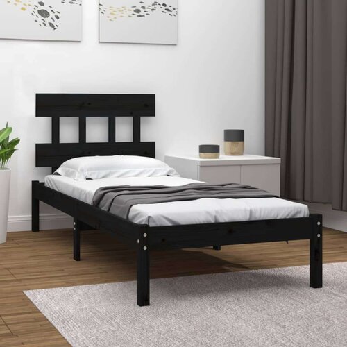  Za krevet od masivnog drva crni 100 x 200 cm Slike