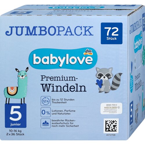 babylove JUMBOPACK Premium pelene junior veličina 5 (10-16 kg), 2x36kom 72 kom Cene