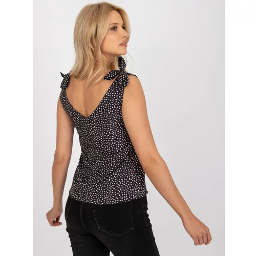 Fashion Hunters Black patterned V-neck top from RUE PARIS