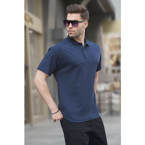 Madmext Polo T-shirt - Dark blue - Slim fit Slike