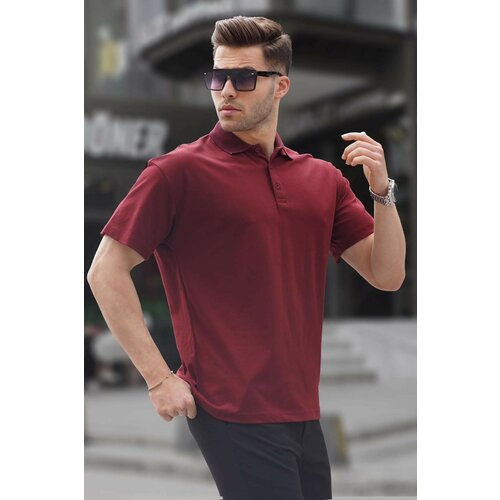 Madmext Polo T-shirt - Burgundy - Slim fit Slike