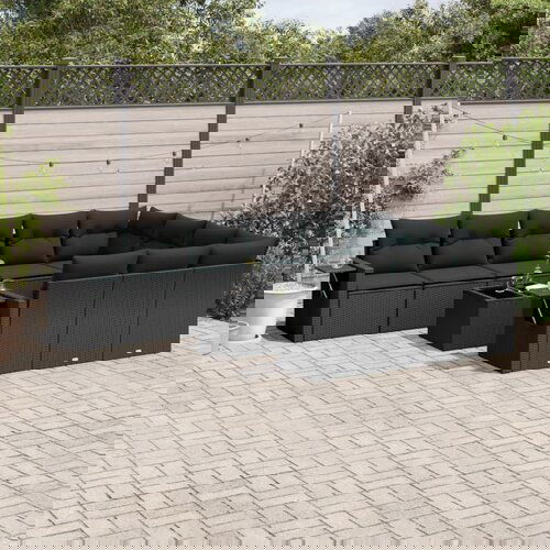 vidaXL 11-dijelni set vrtnih sofa od poliratana s jastucima crni Cijene