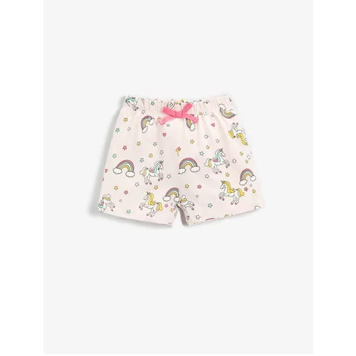 Koton Girls' Unicorn Printed Shorts with Elastic Waist Cotton.
