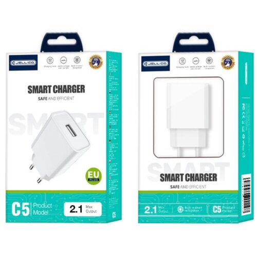 Jellico Hišni polnilec C5 adapter (Quick Charge) 10W 2,1A vhod USB-A, Original (EU Blister), bel Cene