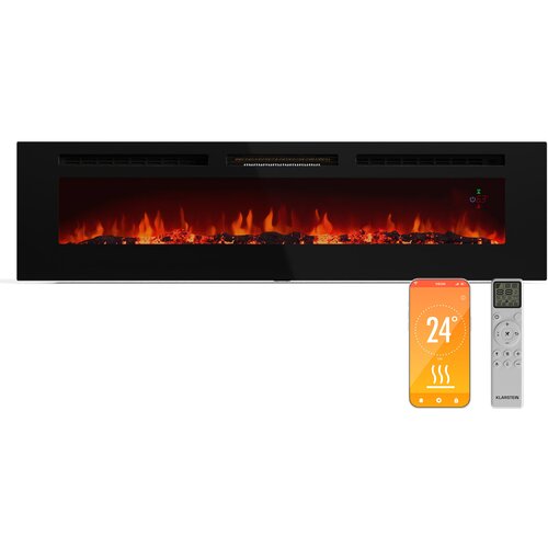 Klarstein Galeras Smart Inteligentni električni kamin | 2 postavke temperature | 16 - 30&amp;deg;| Iluzija LED plamena | Mogućnost spajanja na IOT Slike
