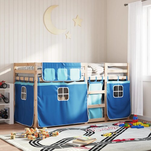  The Living Store Pograd z zavesami moder 75x190 cm trdna borovina - Pograd, (21446110) Slike