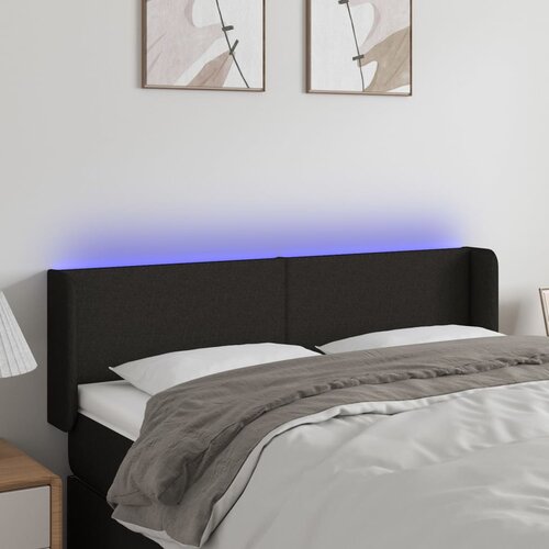 vidaXL LED uzglavlje crno 147x16x78/88 cm od tkanine Cijene