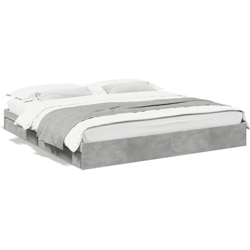 vidaXL Okvir kreveta s ladicama siva boja betona 200x200 cm drveni Cijene