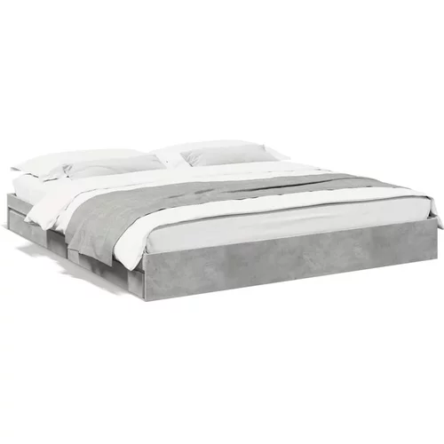 vidaXL Okvir kreveta s ladicama siva boja betona 200x200 cm drveni