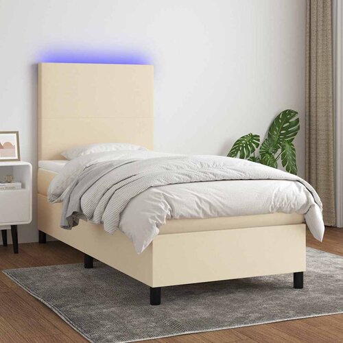  box spring s madracem LED krem 90x190 cm od tkanine Cene